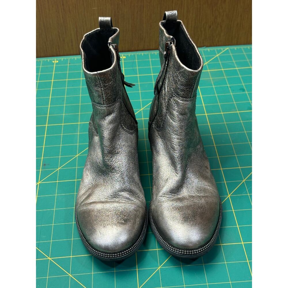 Franco Sarto Metallic Silver Leather Bootie - 7.5